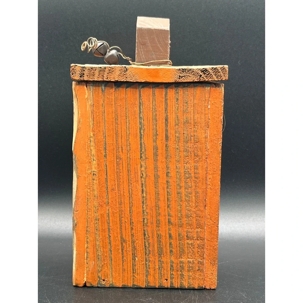 Square Wood Pumpkin Votive Holder 7.5